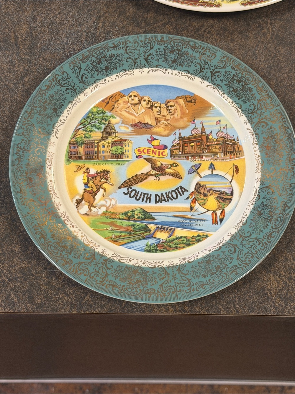 South Dakota Scenic Decorative Dinner Plate - Teal Accent
